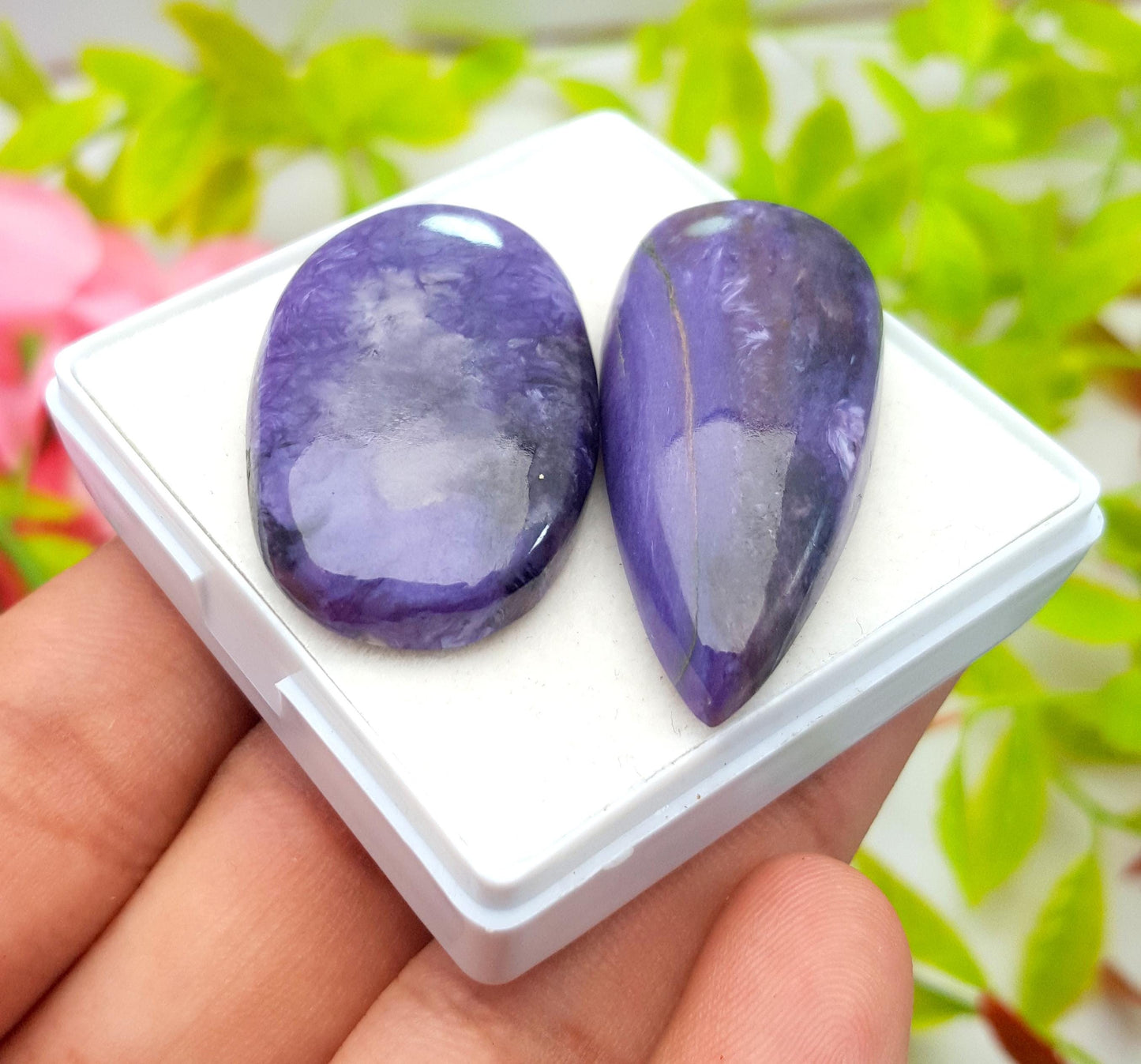 Charoite, Natural Charoite, Mix Shape Cabochon Gemstone Lot, 92.80 Carat, Size-35x22x6mm To 40x18x8mm, Gift For Her, PC-2