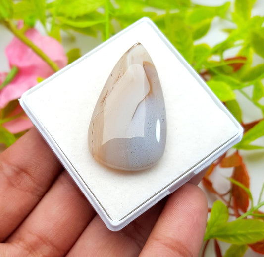 Montana Agate, Pear Smooth Cabochon Loose Gemstone, 42.40 Carat, Size-40x22x6mm,