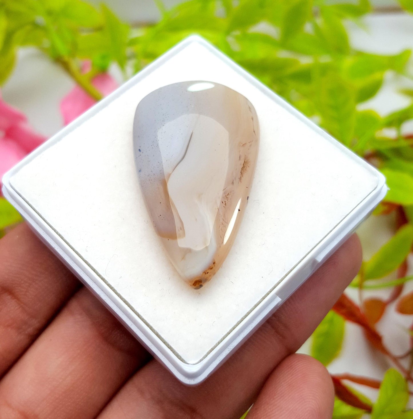 Montana Agate, Pear Smooth Cabochon Loose Gemstone, 42.40 Carat, Size-40x22x6mm,