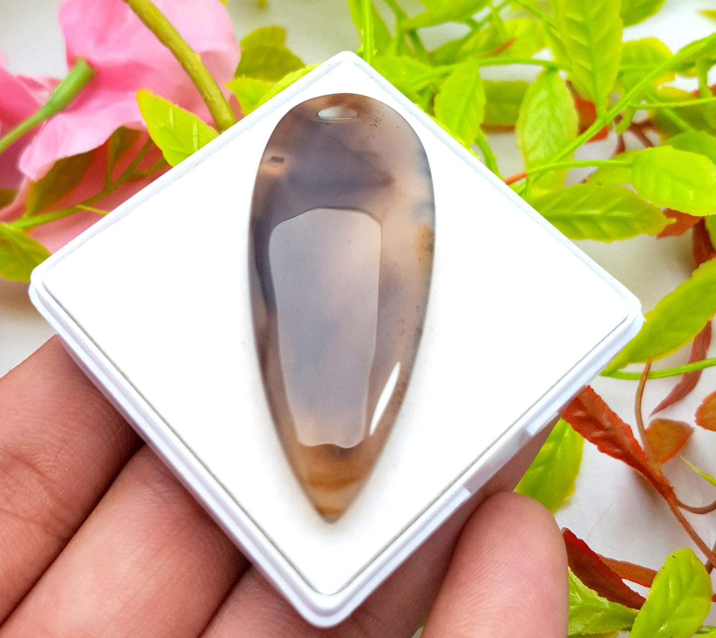 Montana Agate, PEAR Smooth Cabochon Loose Gemstone, 47.80 Carat, Size-51x20x5mm,