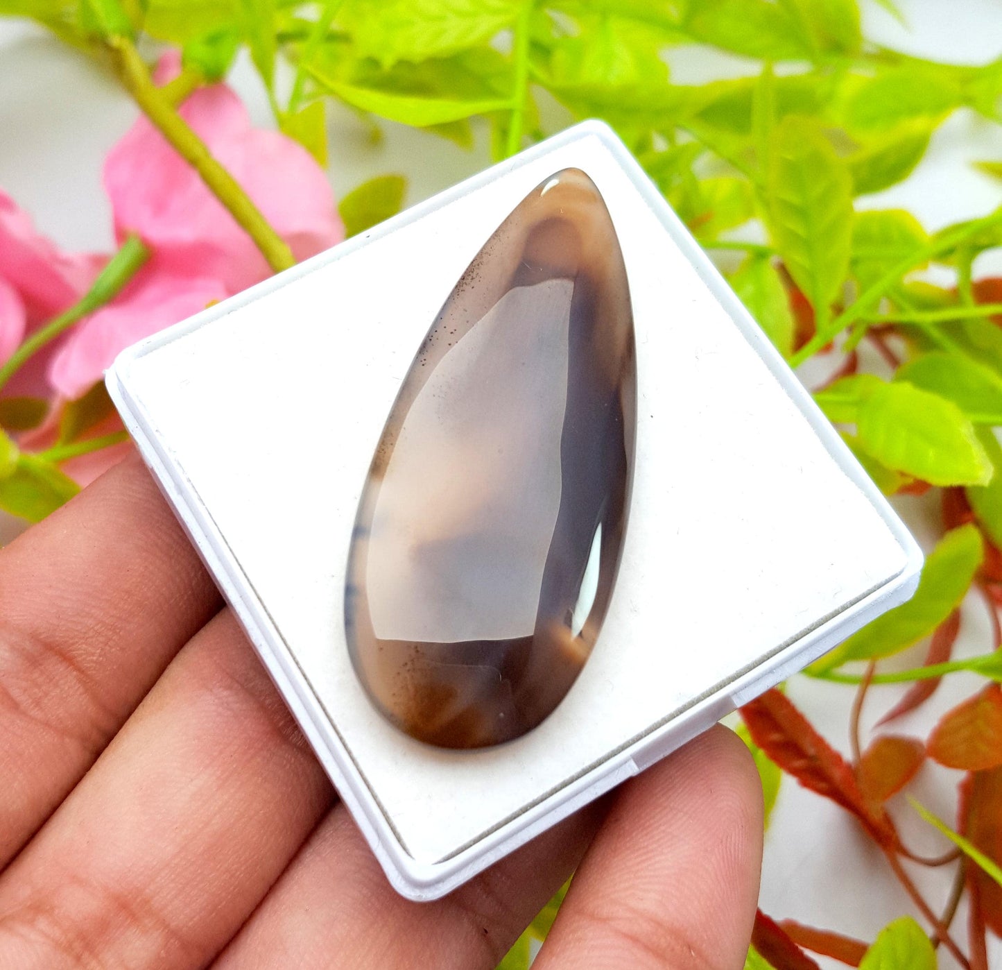 Montana Agate, PEAR Smooth Cabochon Loose Gemstone, 47.80 Carat, Size-51x20x5mm,