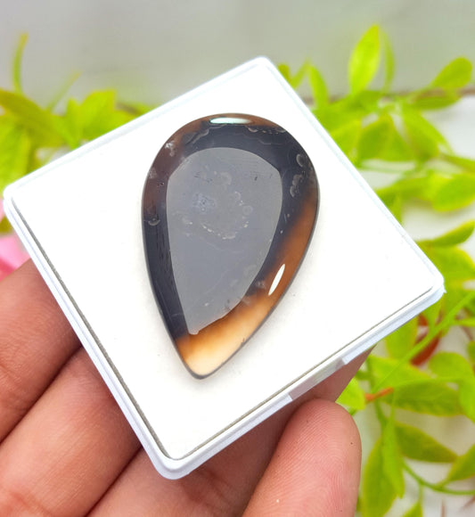 Montana Agate, Pear Smooth Cabochon Loose Gemstone, 52.20 Carat, Size-42x26x6mm,