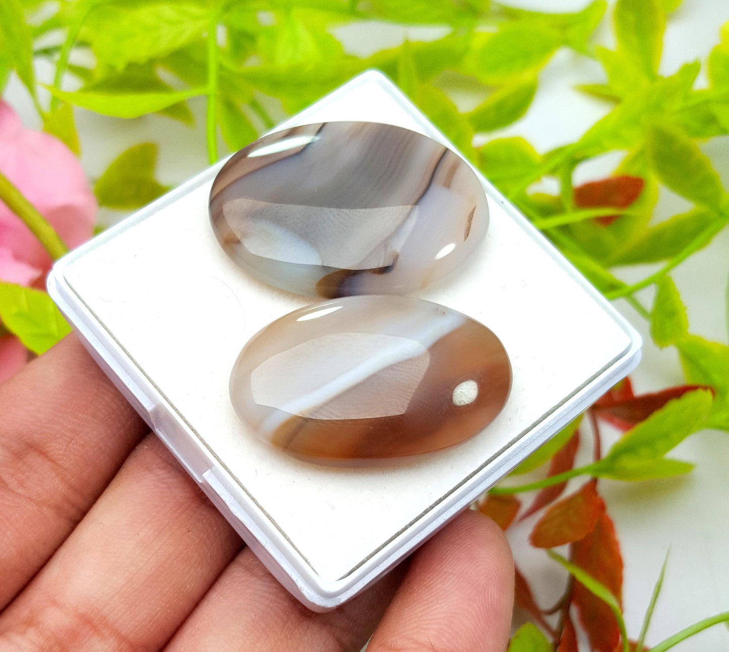 Montana Agate, Oval Smooth Cabochon Loose Gemstone, 64.15 Ct, Size-32x23x5mm TO 31X19X6mm,