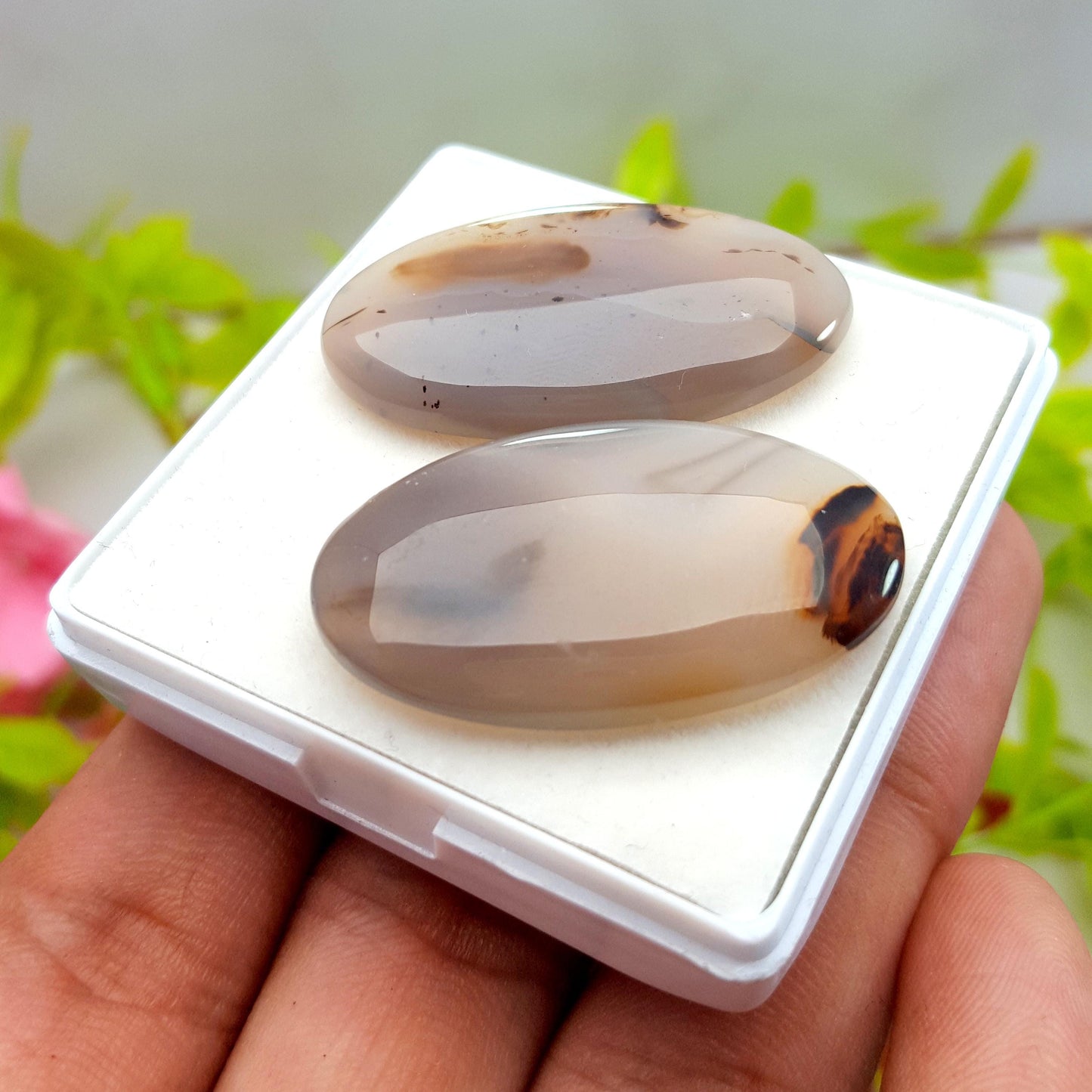 Montana Agate, Oval Smooth Cabochon Gemstone Lot, 71.70 Ct, Size-35x20x6mm TO 37X20X5mm,