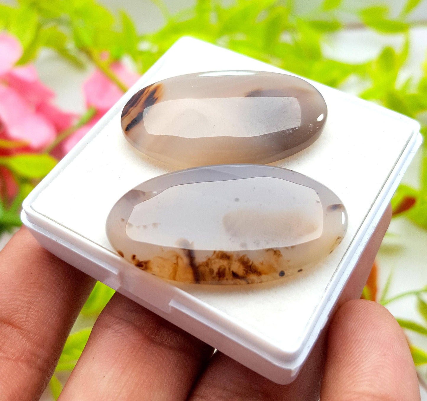 Montana Agate, Oval Smooth Cabochon Gemstone Lot, 71.70 Ct, Size-35x20x6mm TO 37X20X5mm,