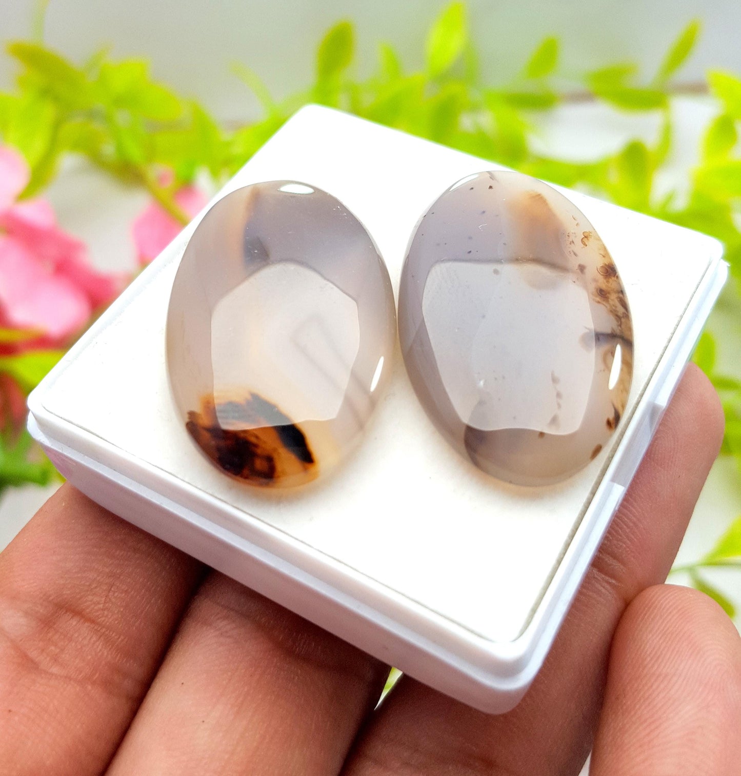 Montana Agate, Oval Smooth Cabochon Gemstone Lot, 71.70 Ct, Size-35x20x6mm TO 37X20X5mm,