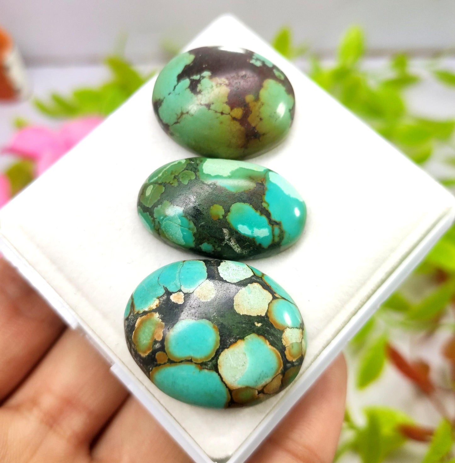 Turquoise, 100% Natural Tibetan Turquoise, Oval Smooth Cabochon Gemstone Lot, 79.00 Carat, Size-28x24x7mm To 25x23x7mm, For Jewelry Making,