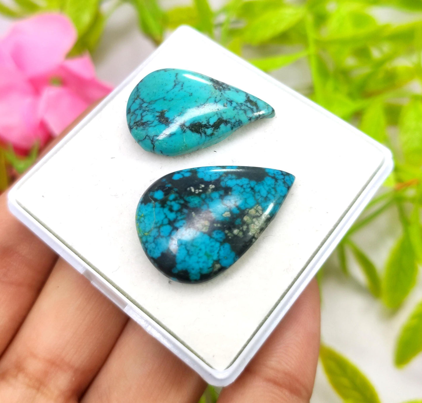 Turquoise, 100% Natural Tibetan Turquoise, Pear Smooth Cabochon Gemstone Lot, 33.10 Carat, Size-27x17x6mm To 28x19x6mm, For Jewelry Making,