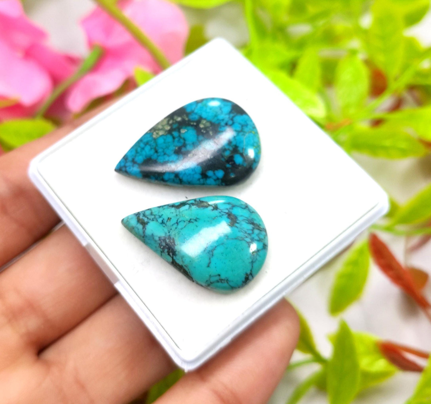 Turquoise, 100% Natural Tibetan Turquoise, Pear Smooth Cabochon Gemstone Lot, 33.10 Carat, Size-27x17x6mm To 28x19x6mm, For Jewelry Making,