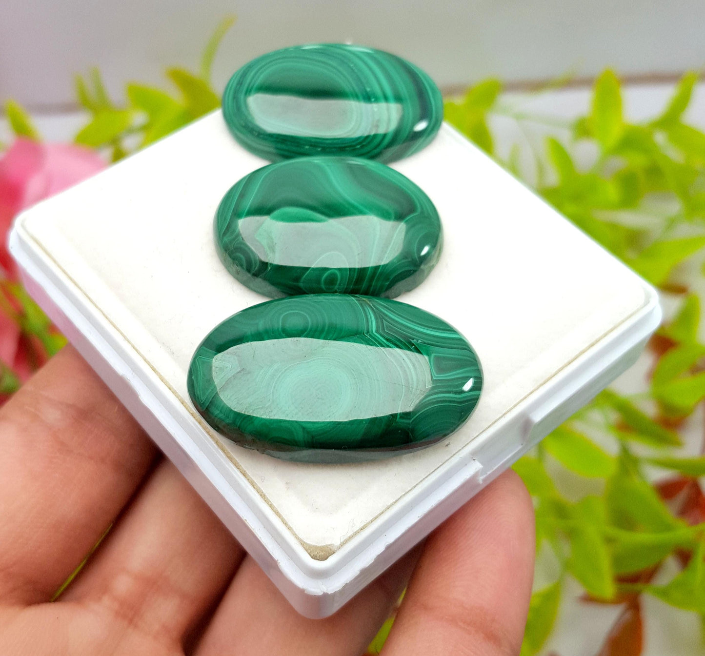 Natural Malachite, Oval Smooth Cabochon Gemstone Lot, 151.50 Carat, Size-33x20x6mm To 29x22x6mm,