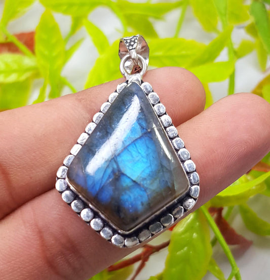 Pendent, Natural Blue Fire Labradorite Gemstone Pendant, Handmade Pendant, Labradorite Jewelry, Gift For Her,