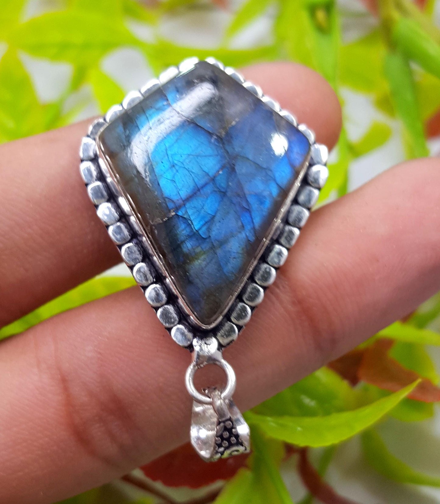 Pendent, Natural Blue Fire Labradorite Gemstone Pendant, Handmade Pendant, Labradorite Jewelry, Gift For Her,