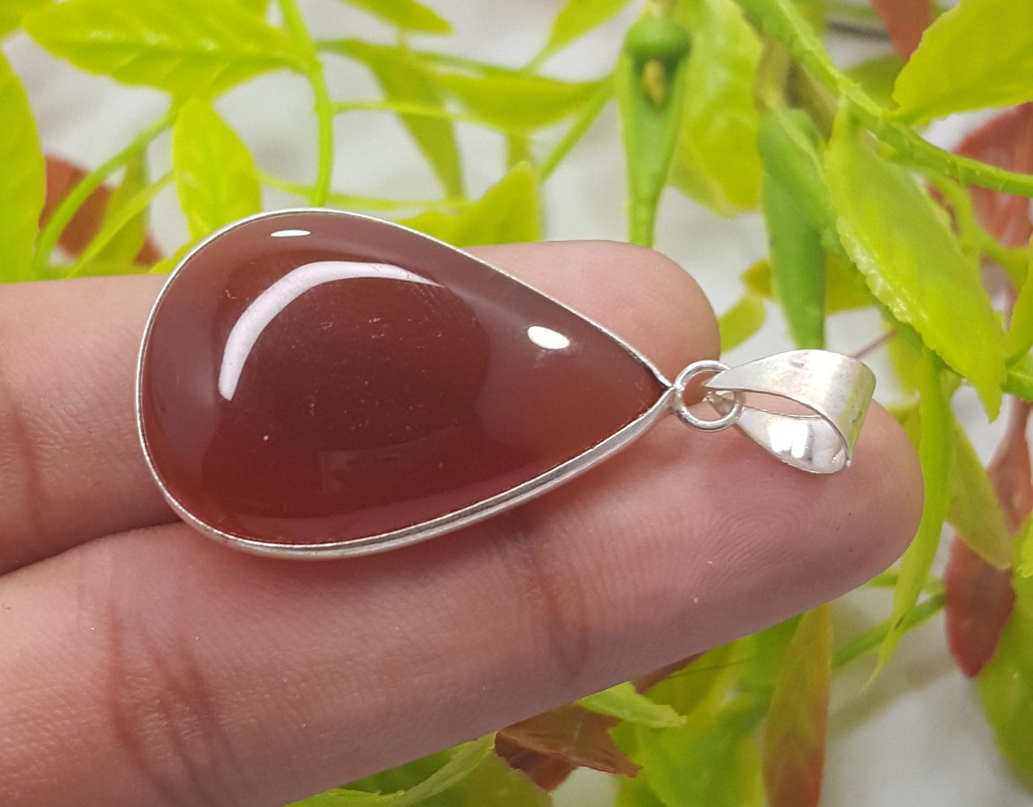 Silver Pendent, Natural Carnelian Gemstone Pendant, Handmade Pendant, 92.5 Sterling Silver Carnelian Jewelry, Gift For Her,