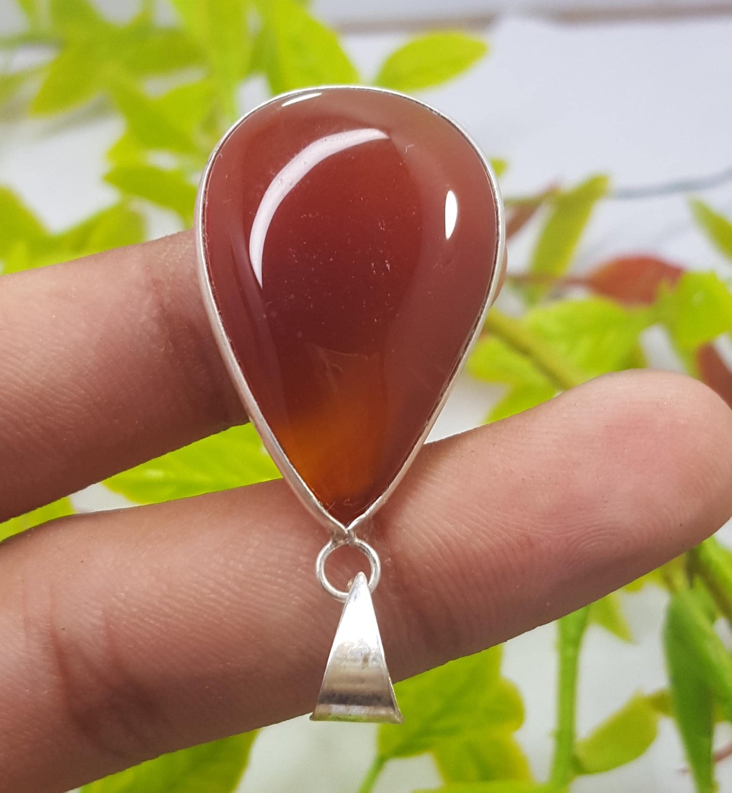 Silver Pendent, Natural Carnelian Gemstone Pendant, Handmade Pendant, 92.5 Sterling Silver Carnelian Jewelry, Gift For Her,