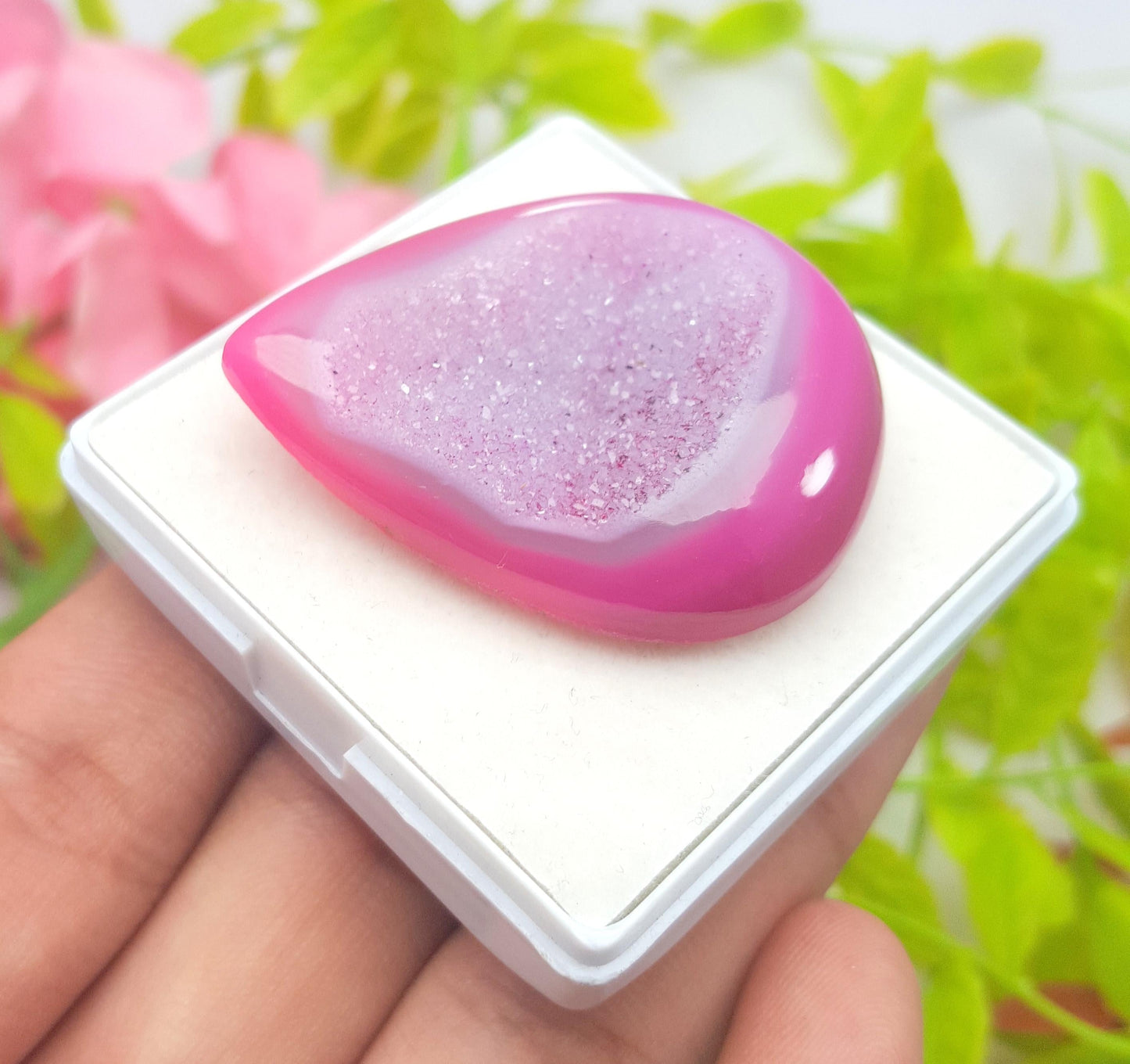 Agate, 100% Natural Pink Banded Agate, Pear Huge Size Cabochon Loose Gemstone, 102.50 Carat, Size-43x34x10mm, For Jewelry Making,