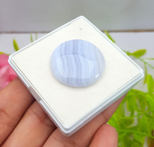 Agate, 100% Natural Blue Lace Agate, Oval Huge Size Cabochon Loose Gemstone, 70.60 Carat, Size-45x29x5mm, For Jewelry Making,