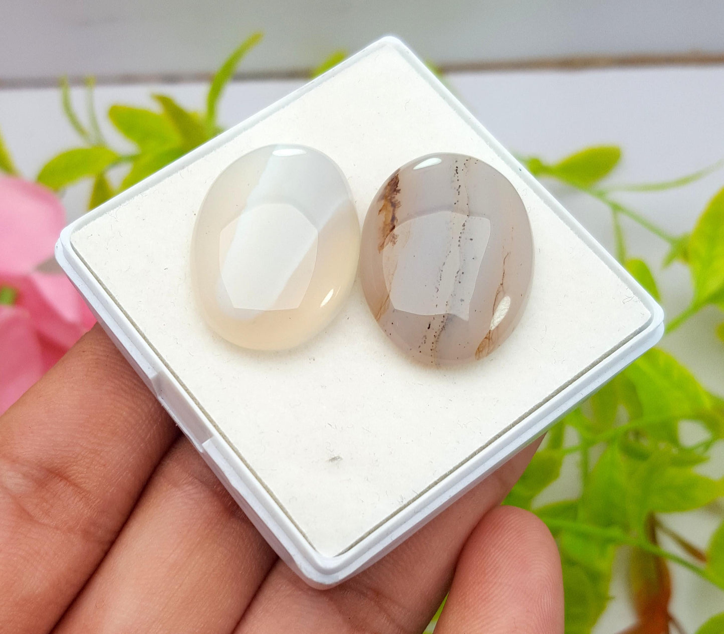 Agate, 100% Natural White Banded Agate, Oval Huge Size Cabochon Gemstone Lot, 48.50 Carat, Size-25x18x6mm To 26x19x6mm, For Jewelry Making,