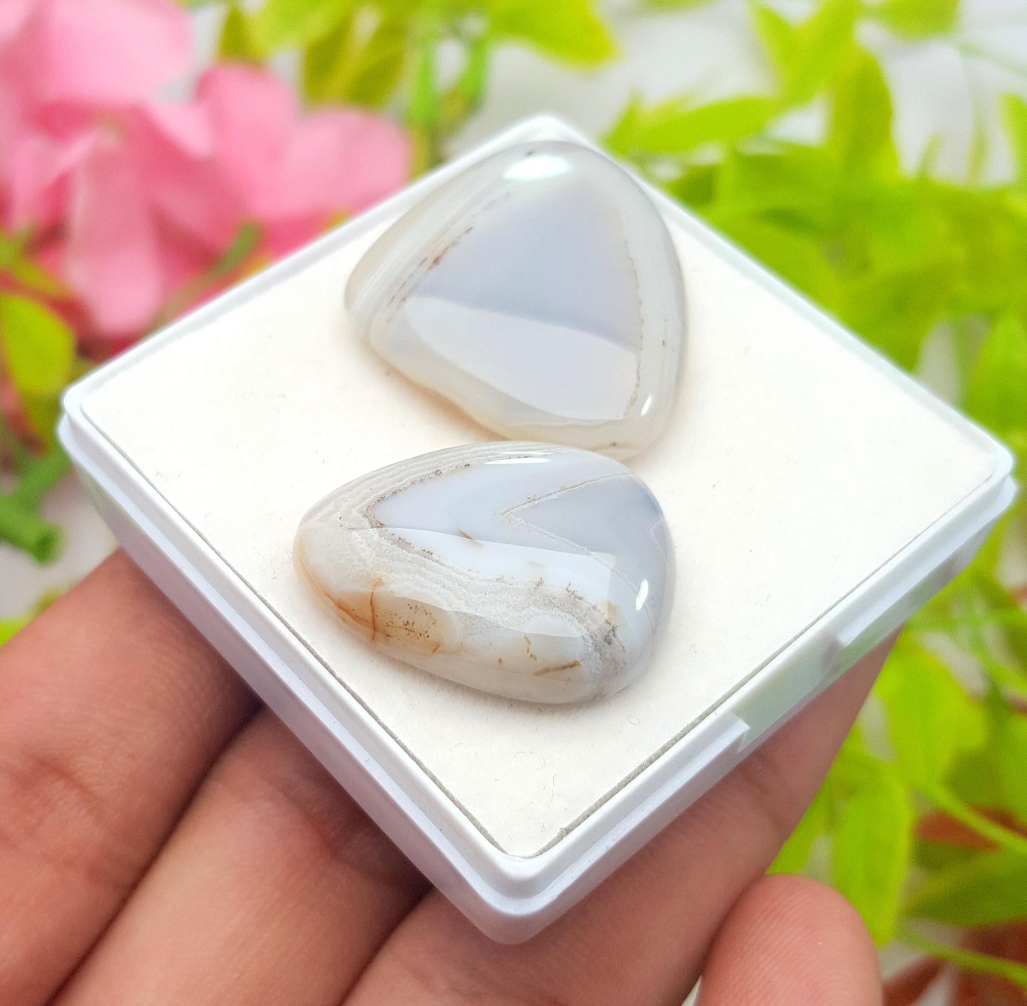 Agate, 100% Natural White Banded Agate, Fancy Huge Size Cabochon Gemstone Lot, 57.70 Carat, Size-31x25x6mm To 25x19x6mm, For Jewelry Making,