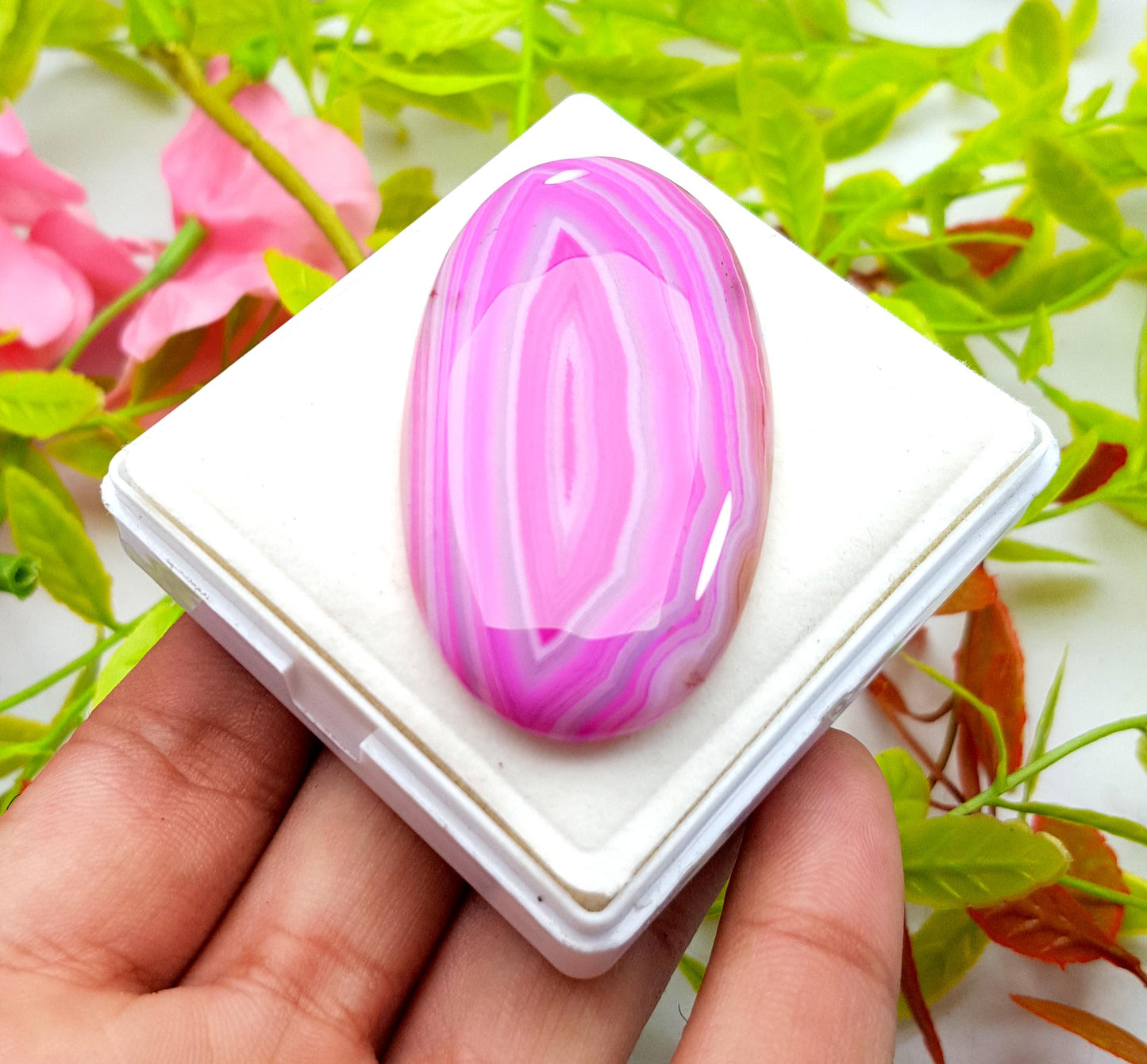 Agate, 100% Natural Pink Banded Agate, Oval Huge Size Cabochon Loose Gemstone, 105.00 Carat, Size-57x31x7mm, For Jewelry Making,