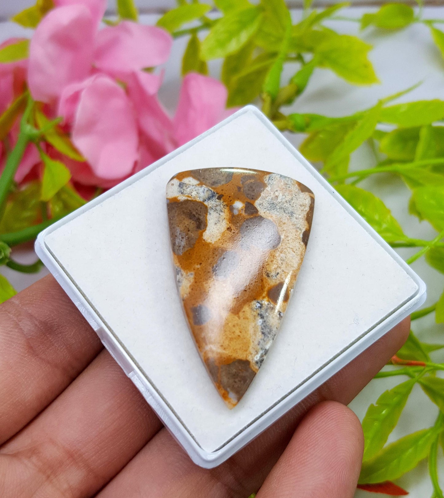 Jasper, Natural Picture Jasper, Fancy Smooth Cabochon Loose Gemstone, 44.50 Carat, Size-43x26x5mm, For Jewelry Making,