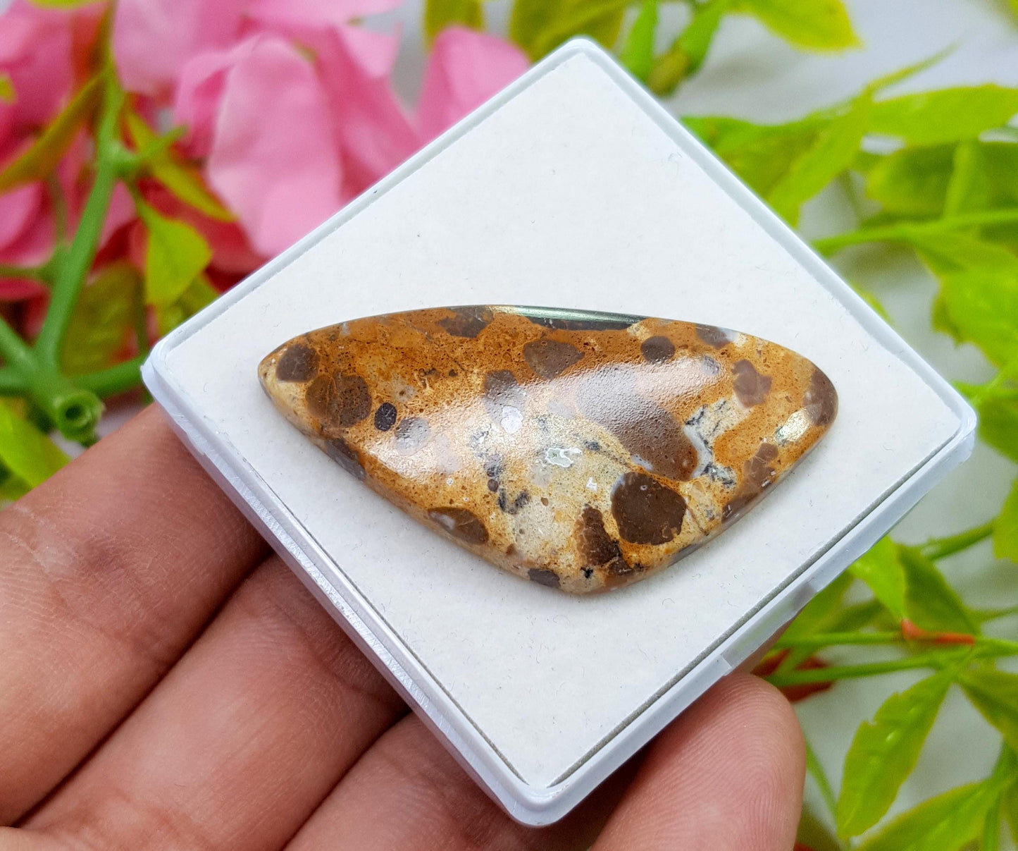 Jasper, Natural Picture Jasper, Fancy Smooth Cabochon Loose Gemstone, 42.40 Carat, Size-46x23x5mm, For Jewelry Making,