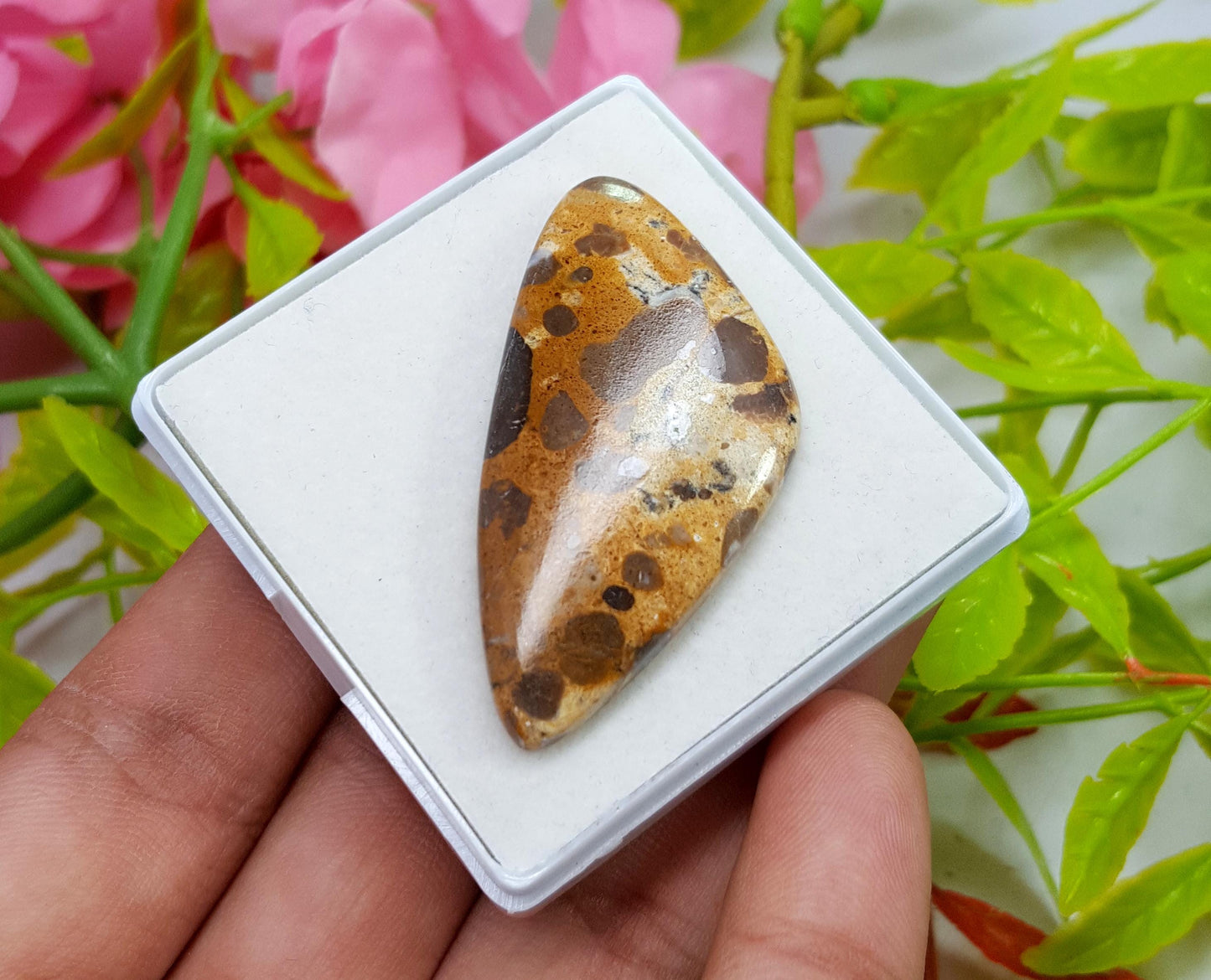 Jasper, Natural Picture Jasper, Fancy Smooth Cabochon Loose Gemstone, 42.40 Carat, Size-46x23x5mm, For Jewelry Making,