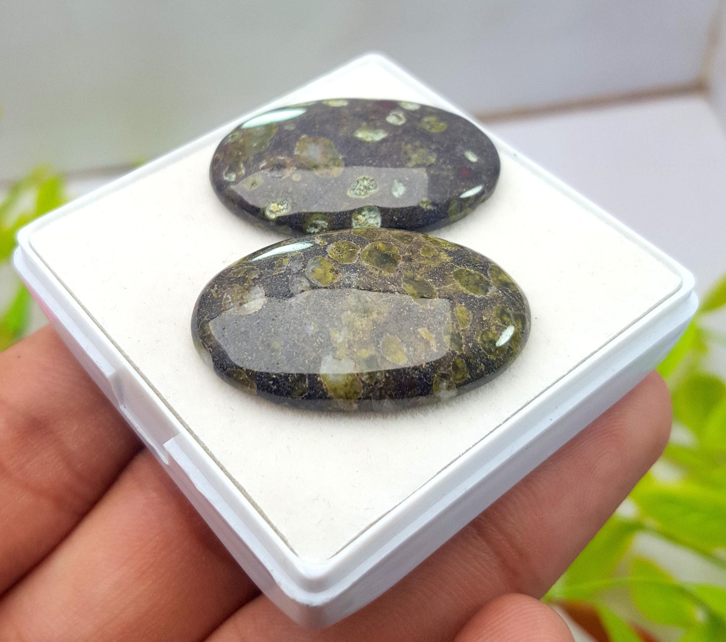 Jasper, Natural Ocean Jasper, Oval Smooth Cabochon Gemstone Lot, 59.20 Carat, Size-32x20x5mm To 31x20x5mm, For Jewelry Making, PCS-2