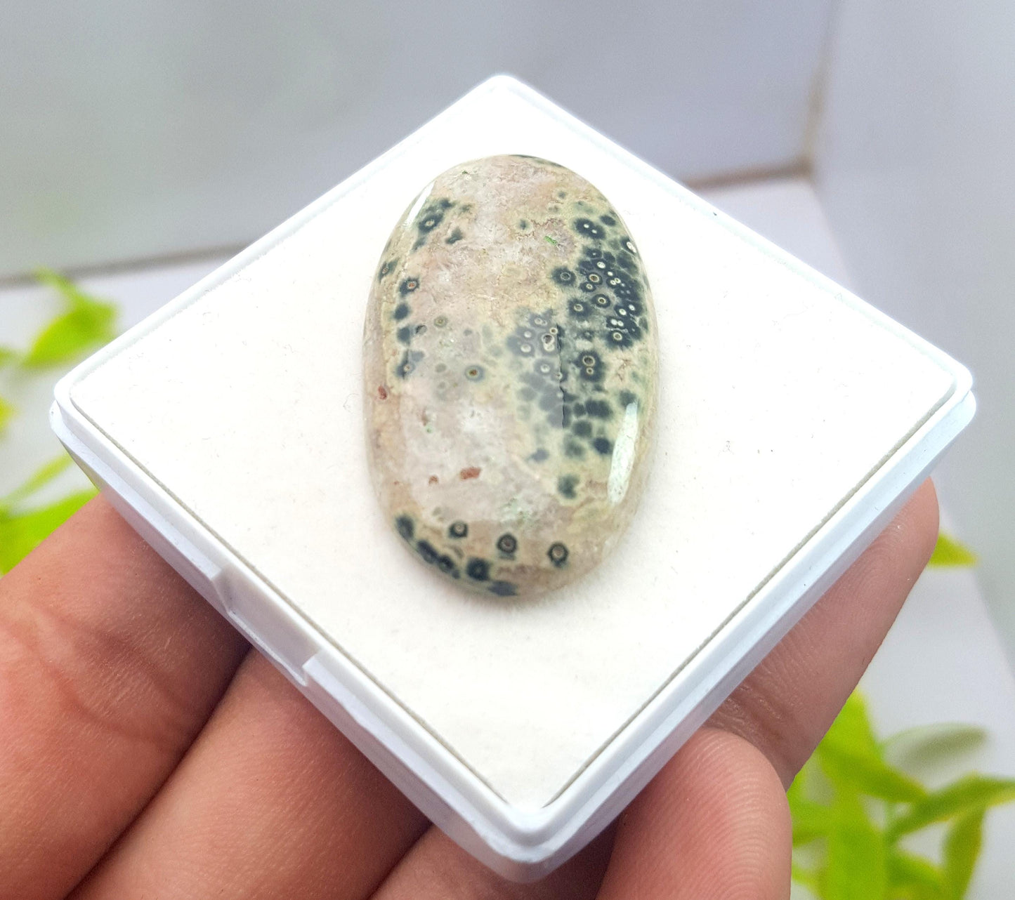 Jasper, Natural Ocean Jasper, Oval Smooth Cabochon Loose Gemstone, 39.90 Carat, Size-40x22x6mm, For Jewelry Making, PCS-1