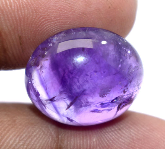 Amethyst, Natural Purple Amethyst, Oval Cabochon Loose Gemstone, 20.00 Carat, Size-16.5x19.5x8.5mm, Gift For Her,