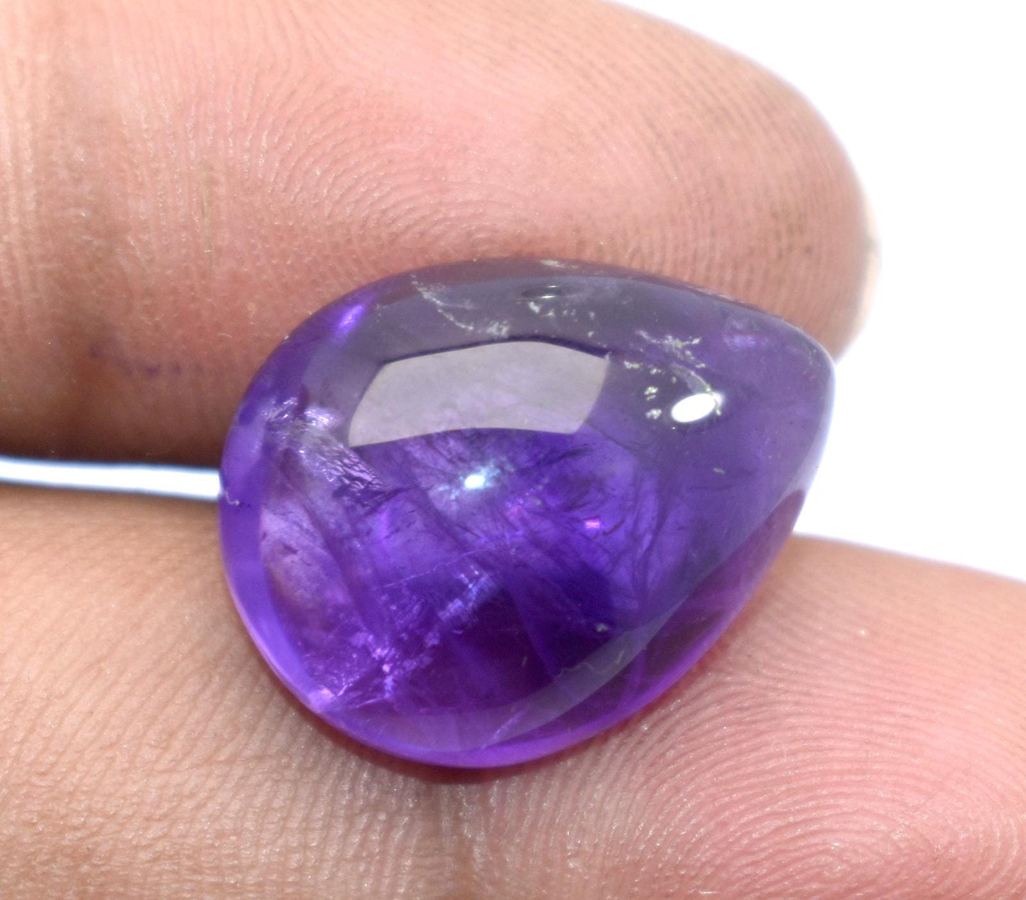 Amethyst, Natural Purple Amethyst, Pear Cabochon Loose Gemstone, 15.10 Carat, Size-15x19x8.5mm, Gift For Her,