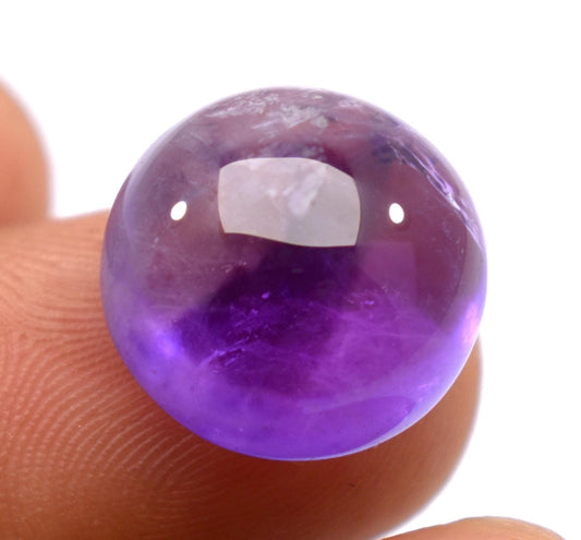 Rare & Natural Purple Amethyst, Round Cabochon Loose Gemstone, 14.00 Carat, Size-15x15x8.5mm, Gift For Her,