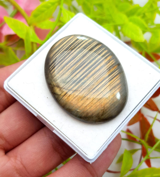 Labradorite, Oval Smooth Cabochon Loose Gemstone, 78.55 Carat, Size-41x32x7mm,