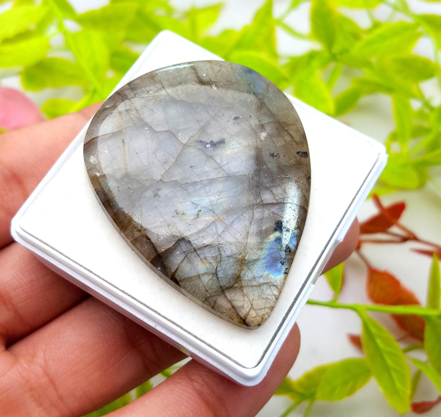 Labradorite, 100% Natural Multi Labradorite, Pear Smooth Cabochon Loose Gemstone, 104.00 Carat, Size-50x39x6mm, Gift For Her, PC-1