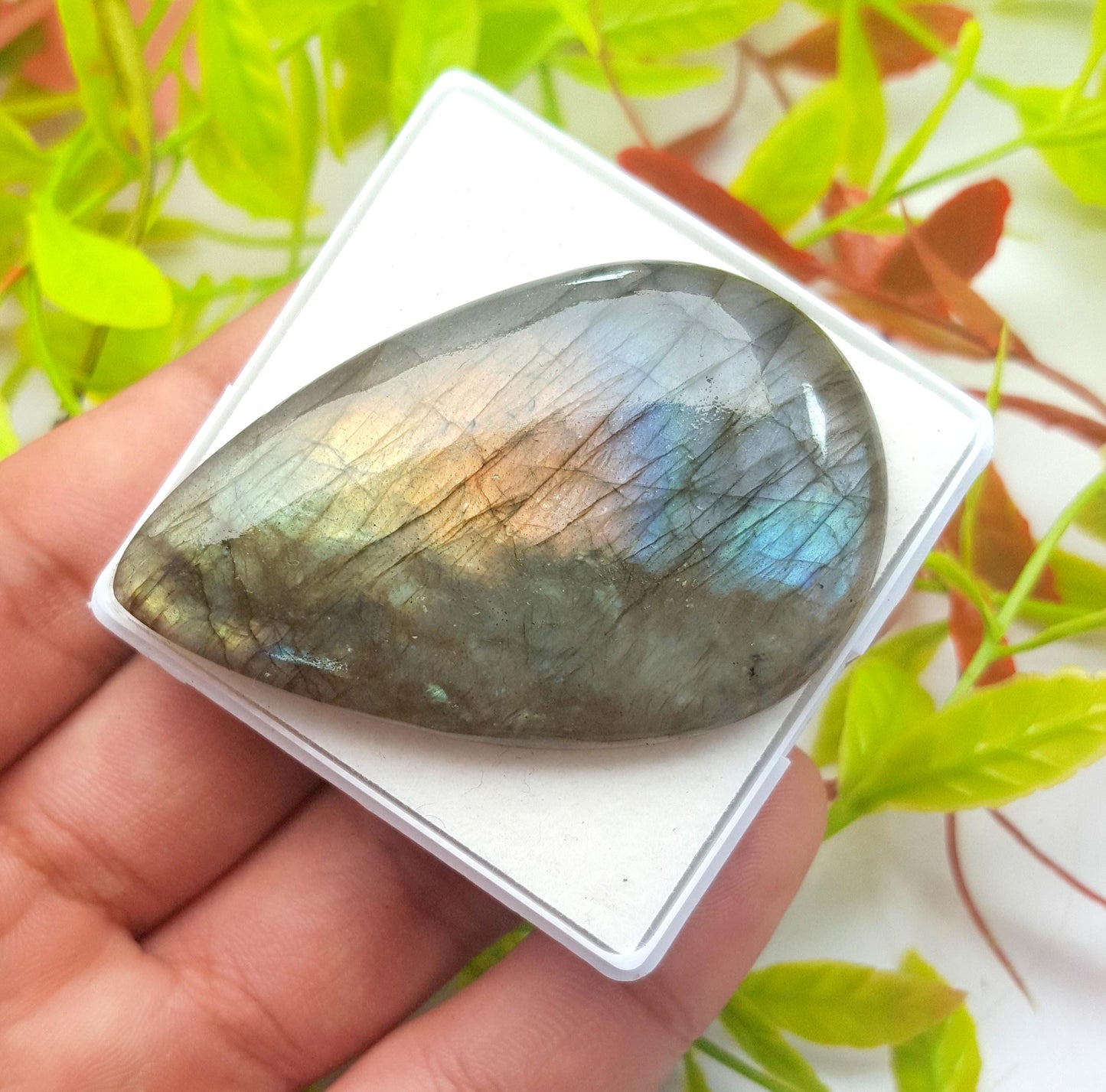 100% Natural Multi Labradorite, Pear Smooth Cabochon Loose Gemstone, 113.60 Carat, Size-55x34x7mm, Gift For Her, PC-1