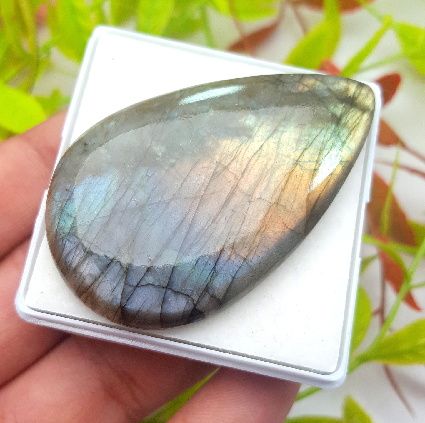 100% Natural Multi Labradorite, Pear Smooth Cabochon Loose Gemstone, 113.60 Carat, Size-55x34x7mm, Gift For Her, PC-1