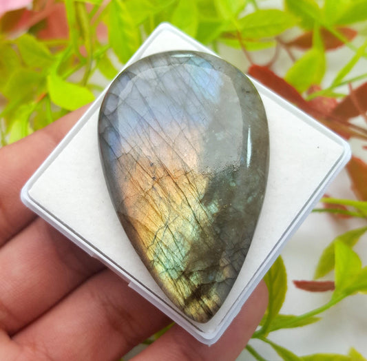 100% Natural Multi Labradorite, Pear Smooth Cabochon Loose Gemstone, 113.60 Carat, Size-55x34x7mm, Gift For Her, PC-1