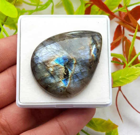 Labradorite, 100% Natural Multi Labradorite, Pear Smooth Cabochon Loose Gemstone, 83.10 Carat, Size-43x33x7mm, Gift For Her, PC-1