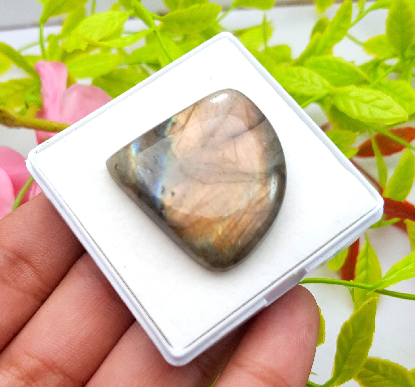 Labradorite, 100% Natural Multi Labradorite, Fancy Shape Smooth Cabochon Loose Gemstone, 61.00 Carat, Size-33x36x7mm, Gift For Her, PC-1