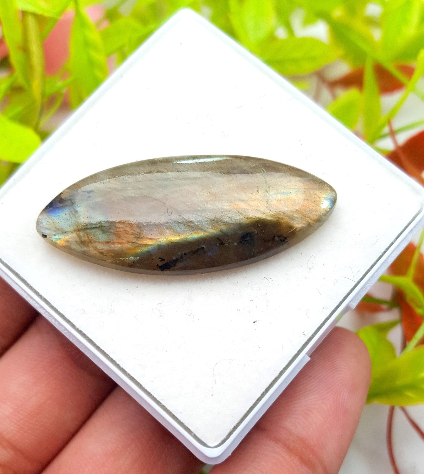 Labradorite, 100% Natural Multi Labradorite, Marquise Shape Smooth Cabochon Loose Gemstone, 25.85 Carat, Size-42x18x4mm, Gift For Her, PC-1