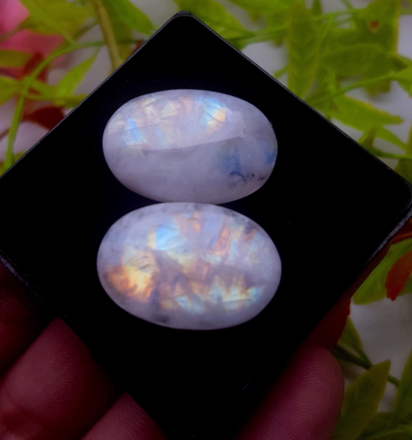 Moonstone, Natural Rainbow Moonstone, Oval Smooth Cabochon Gemstone Lot, 57.80 Carat, Size-26x18x6mm To 26x17x8mm, Gift For Her, PC-2