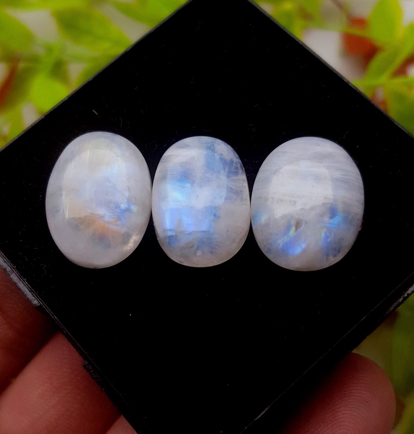 Moonstone, Natural Rainbow Moonstone, Oval Smooth Cabochon Gemstone Lot, 33.80 Carat, Size-18x13x5mm To 16x12x6mm, Gift For Her, PC-3