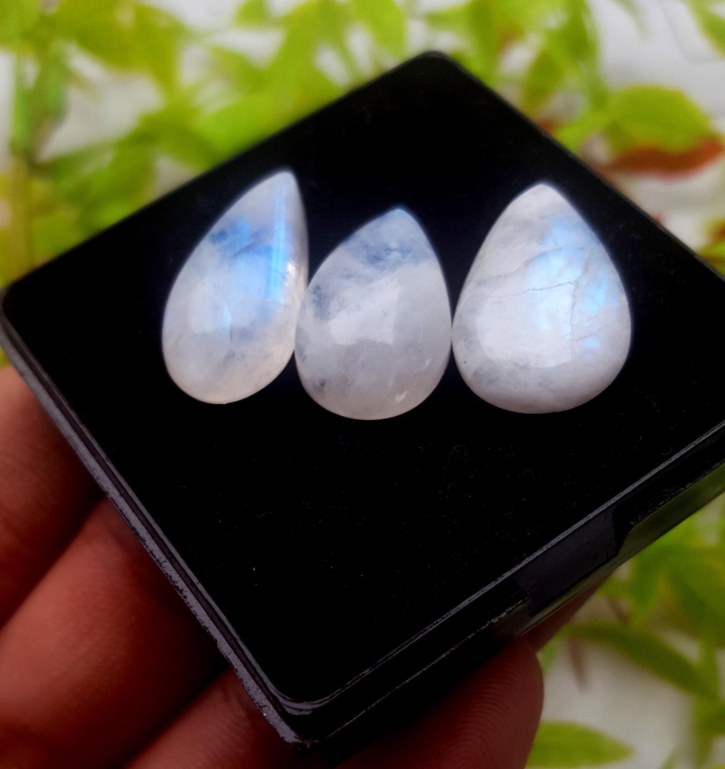 Moonstone, Natural Rainbow Moonstone, Pear Smooth Cabochon Gemstone Lot, 33.40 Carat, Size-23x10x6mm To 20x12x6mm, Gift For Her, PC-3