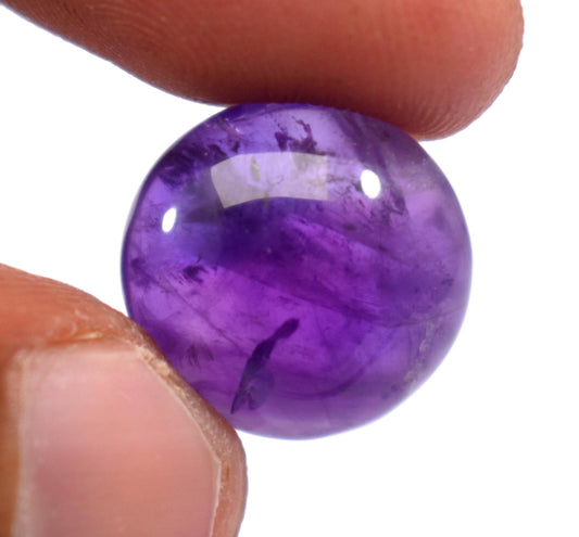 Rare & Natural Purple Amethyst, Round Cabochon Loose Gemstone, 9.90 Carat, Size-14x14x7mm, Gift For Her, Pc-1