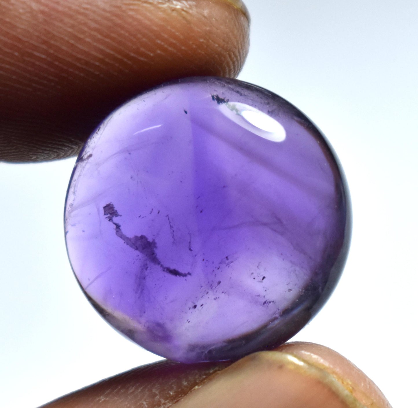 Rare & Natural Purple Amethyst, Round Cabochon Loose Gemstone, 20.00 Carat, Size-19x19x7.5mm, Gift For Her, Pc-1