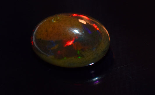 AAA Grade Natural Black Ethiopian Opal Oval, Welo Fire Cabochon Loose Gemstone, 6.45 Carat, Size-15x11x8.5mm, Gift For Her, PC-1