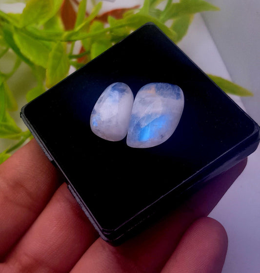 Rainbow Moonstone, Fancy Shape Cabochon Gemstone Lot, 27.90 Carat, Size-21x13x7mm To 17x11x7mm,