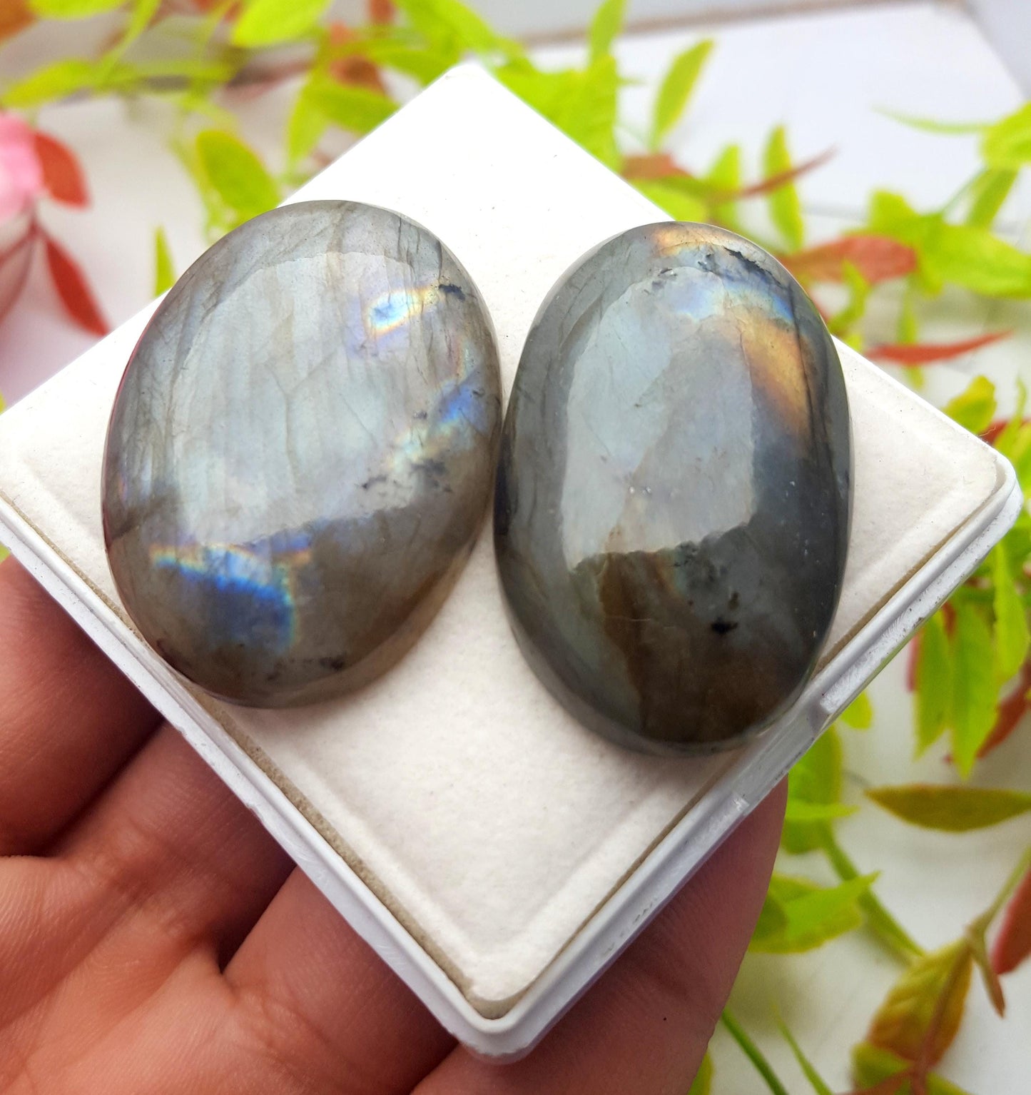 Natural Multi Flashy Labradorite, Oval Smooth Cabochon Gemstone Lot, 170.60 Ct, Size-43x25x9mm To 42x30x9mm, Gift For Her, PC-2