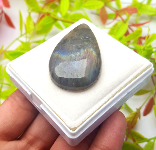 Labradorite, Natural Multi Flashy Labradorite, Pear Smooth Cabochon Loose Gemstone, 86.35 Ct, Size-50x38x8mm, Gift For Her, PC-1