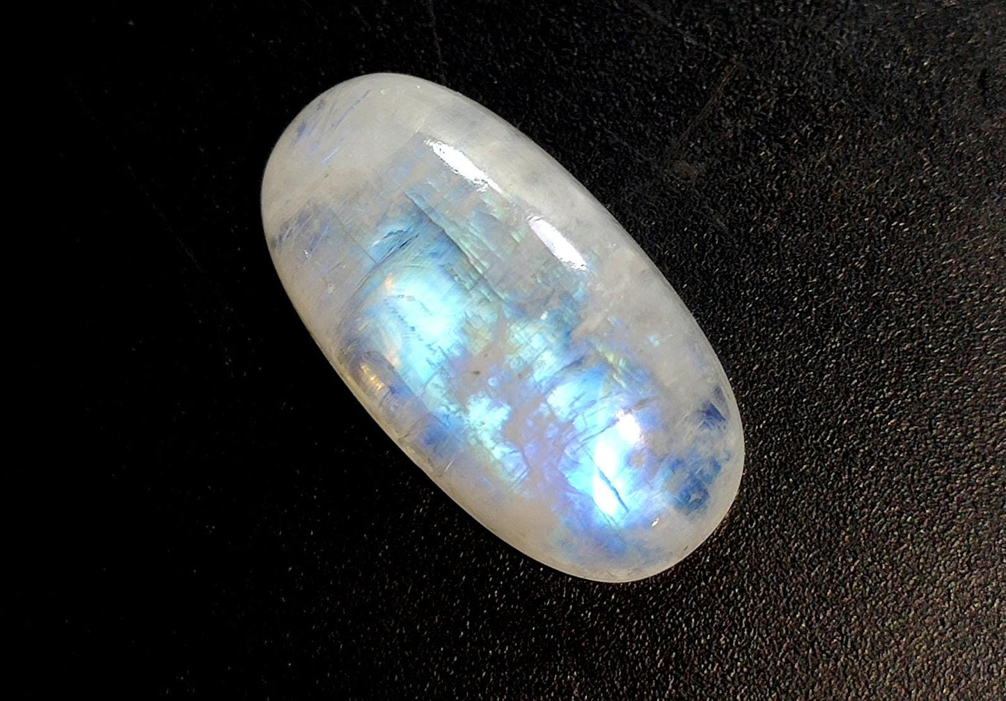 Rainbow Moonstone, Oval Blue Flashy Loose Gemstone, 8.55 Carat, Size-10x19x5.5mm,