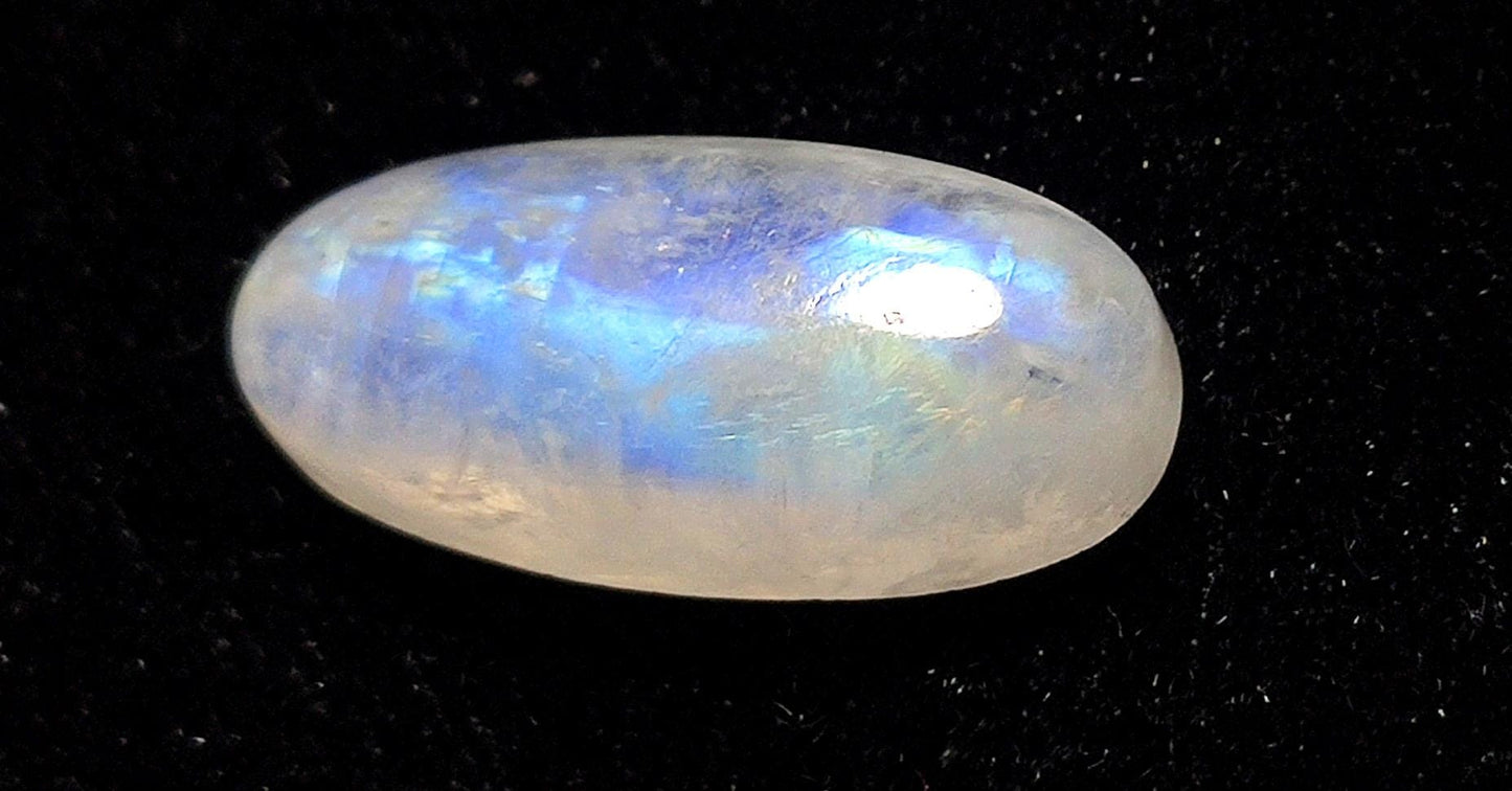 Rainbow Moonstone, Oval Blue Flashy Loose Gemstone, 10.60  Carat, Size-9x20x6mm,